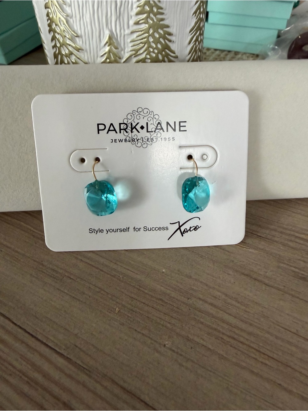 Park Lane Aqua Faceted Crystal Drop Earrings